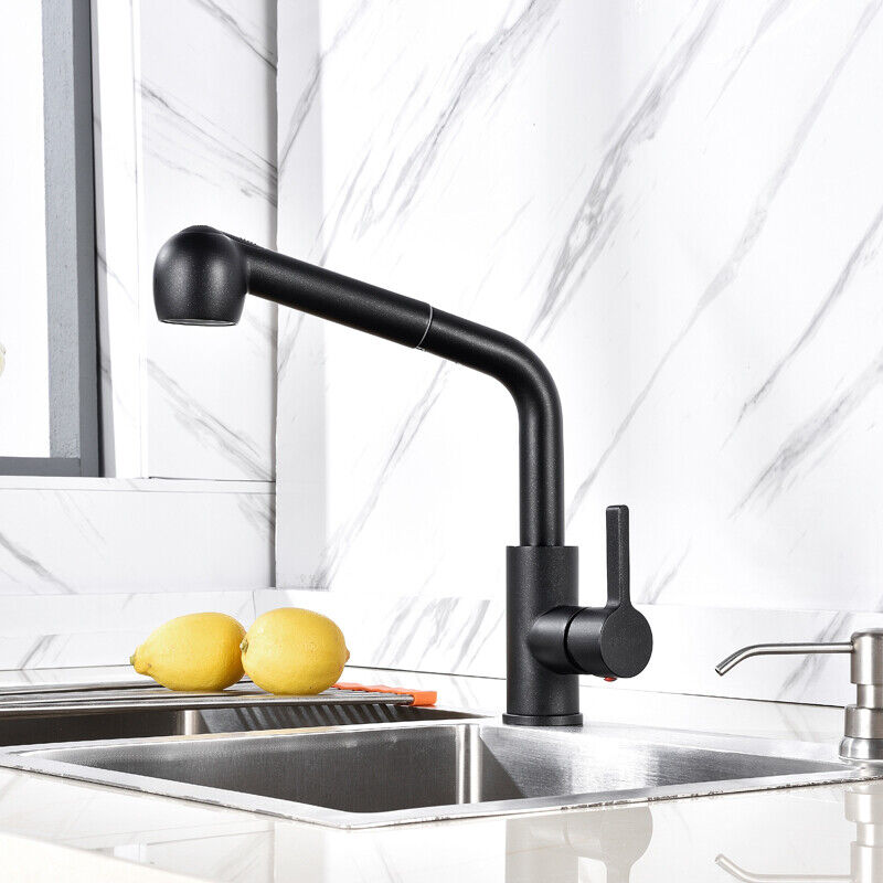 MIA BLACK PULL OUT SPRAY MODERN KITCHEN MIXER TAP SINGLE LEVER SWIVEL