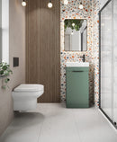 Anas Esme 450 Compact Freestanding Cloakroom Unit With Basin & Handle Green ESME-450UNIT-GREEN + BASIN007 + HANDLE022