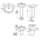 Ideal Standard Tesi 600mm Pedestal Basin 1 Tap Hole - White T026501 + T351901