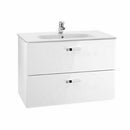 ROCA VICTORIA BASIC UNIK  GLOSS WHITE WALL HUNG UNIT WITH BASIN BATHROOM