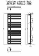 Steel Tower Rail Oregon Design Radiator 500mm x 1180mm - Chrome ORE500-1200C
