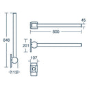 Armitage Shanks CONTOUR 21 Contemporary Screw to Wall Hinged Support Arm 800mm Long Chrome S6362AA