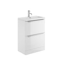 Anas Muro Plus 2 Drawer Freestanding 600x800x335mm With Basin Unit Gloss White MUROPLUS-2DRW600FS-WHITE + BASIN-615-365-CER