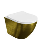 Grohe 38732GNO Gold Brushed Brass Plate Wc Frame 1.12 Rimless Toilet Wall Hung Pan Soft Close Seat Slim
