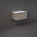RAK Ceramics Joy Uno Wall Hung 1 Drawer Vanity 800mm Grey Elm UNOWH080EGY + JOYDI08101WH