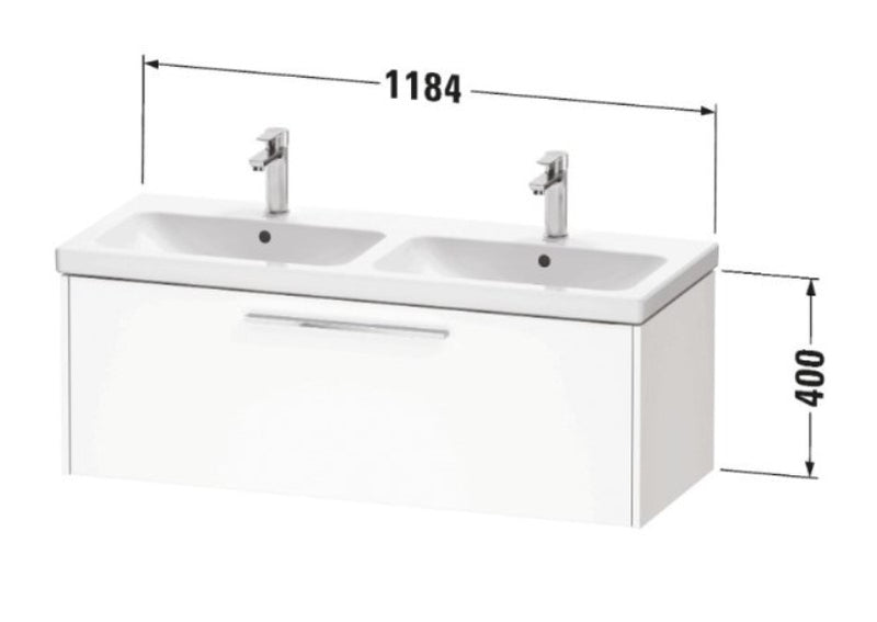 Duravit D-Code 1184x460mm 1 Drawer Wall Hung Vanity Unit Fjord Green DC4669010HG0000 + 24001200002