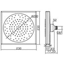 JTP Micro Fixed Shower Head - 230mm x 230mm - Chrome