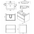 RAK Ceramics Resort 650 Double Drawer With Basin Unit in Matt Denim Blue RAKRSTWBU65604 + RST50BAS1
