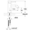 JTP Florence Basin Mixer Tap without Pop-up Waste Single Handle - Chrome