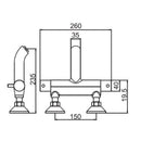 JTP Florence Wall Mounted Thermostatic Bath Filler Tap - Chrome