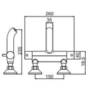 JTP Florence Deck Mounted Thermostatic Bath Filler Tap - Chrome