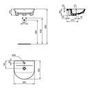 Ideal Standard Retail Connect Air 500mm Semi Recessed Basin 1 Tap Hole - White E035801