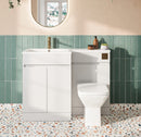 Anas Waterguard 1100x850x450mm Vanity Unit With WC Unit & Basin Only Gloss White WATERGUARD-600VANITY-GWTE + WATERGUARD-500WC-GWTE + L-1100-LEFT/L-1100-RIGHT