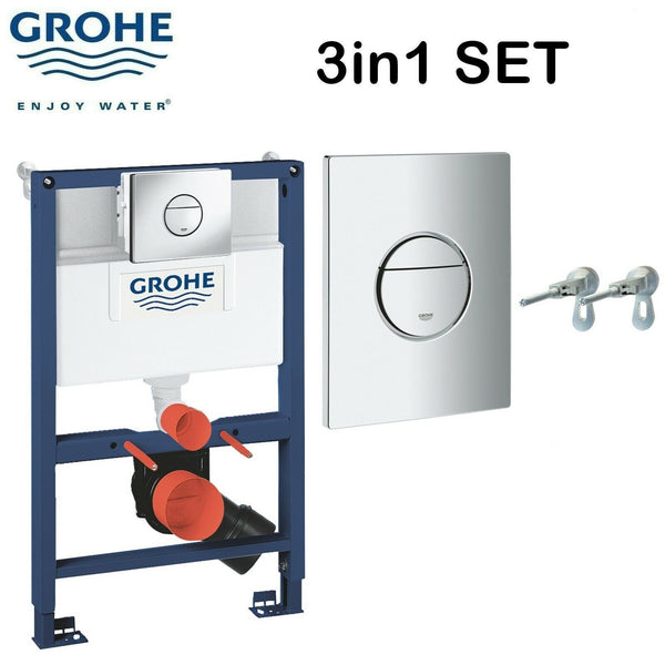 Grohe 0.82m Concealed Wc Toilet Cistern Frame Nova Chrome Flush Plate 3886820A