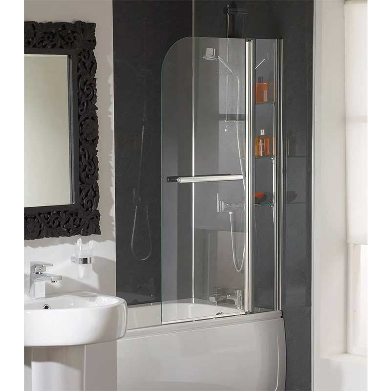 Essential Cascade 800x1400mm Curved Bath Screen 5mm Glass EB304