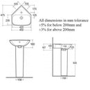 RAK Ceramics Origin 450x475mm Pedestal Corner Basin 1 Tap Hole ORI62CNRBS1 + ORI62PED