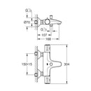 Grohe Grohtherm 800 Thermostatic Bath Shower Mixer Tap - Chrome 34569000