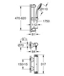 Grohe Exposed Shower Grohtherm 2000 Thermostatic Shower Mixer 1/2″ With Shower Set 34195001