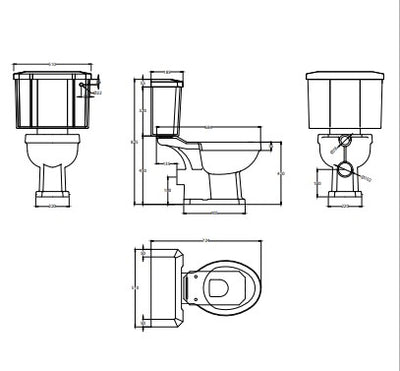 Harrogate Close Coupled WC Pan Including Toilet Seat & Close Coupled C