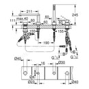 Grohe Plus 4 Tap Hole Single Lever Bath Combination - Chrome 29307003