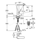 Grohe Plus L-size Basin Mixer Pullout With Smooth Body & Push Open Chrome 23844003
