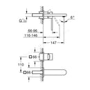 Grohe Plus 2 Hole Basin Mixer Wall Mounted M-size  Without Concealed Body 29303003
