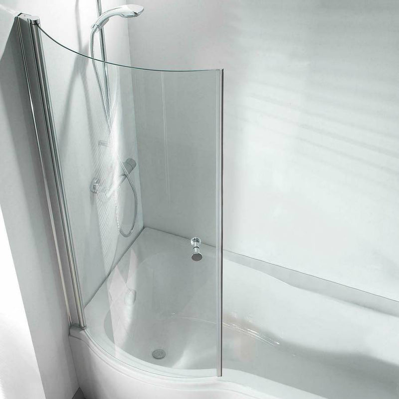 Essential P-Shape 700x1400mm Bath Screen 6mm Glass EB315