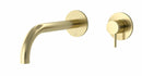 JTP Vos 2 Hole  Brushed Brass Wall Mounted Basin Mixer Tap 250mm Spout Reach Gold