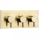 JTP Vos 3 Outlet 3 Handle Horizontal Thermostatic Concealed Shower Valve - Brushed Brass 23692ABBR