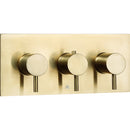 JTP Vos 2 Outlet 3 Handle Horizontal Thermostatic Concealed Shower Valve - Brushed Brass 23693ABBR