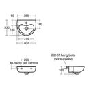 Armitage Shanks Contour 21 Schools 400mm Wall Hung Basin 1 Tap Hole S263501
