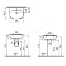 Vitra Zentrum 550mm Washbasin With Pedestal 1 Tap Hole 7277L003-0001 + 6408L003-0156