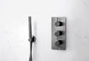 JTP Vos 2 Outlet 3 Handle Brushed Black Thermostatic Concealed Shower Valve with Designer Handle