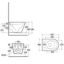 RIMLESS WALL HUNG TOILET PAN SEAT & GROHE WC FRAME MATT BLACK FLUSH PLATE