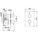 JTP Just Taps Plus Vos 2 Outlet Thermostatic Concealed Shower Valve - Brushed Black 27671ABBL