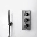 JTP Vos 3 Outlet 3 Handle Thermostatic Concealed Shower Valve - Brushed Black 27691ABBL