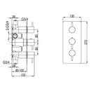 JTP Vos 3 Outlet 3 Handle Thermostatic Concealed Shower Valve - Matt Black 28691AMB