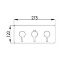 JTP Vos 3 Outlet 3 Handle Horizontal Thermostatic Concealed Shower Valve - Brushed Black 27692ABBL