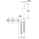 JTP Vos Round Water Outlet with Holder, Hose and Slim Handshower - Brushed Brass 23ROUND/WS/BBR