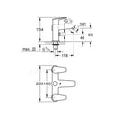 Grohe BauEdge Dual Lever Bath Shower Mixer ½″ - Chrome 25217001
