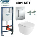 Rimless Toilet Wall Hung Pan & Soft Close Seat Grohe Wc Frame 1.12 Chrome Flush Plate
