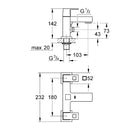 Grohe Eurocube Two Handled Bath Shower Mixer Tap - Chrome 25137000