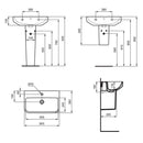 Ideal Standard I.Life S 600mm Compact One Tap Hole Washbasin With Semi Pedestal - White T458301 + T519601