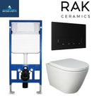 Rimless Wall Hung Pan Rak Resort Seat Wc Frame Matt Black Flush Plate RSTWHPAN