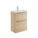 Anas Muro Plus 2 Drawer Freestanding 600x800x335mm With Basin Unit Davos Oak MUROPLUS-2DRW600FS-DAVOS + BASIN-615-365-CER