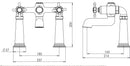 Tavistock Ashmore Pillar 2 Tap Hole Deck Mounted Bath Filler - Chrome TAM32