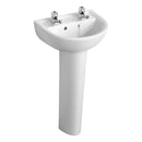 Armitage Shanks Sandringham 21 450mm 2 Tap Holes Basin With Pedestal - White E893601 + E897601