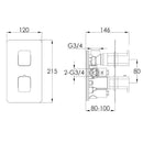 JTP HIX 1 Outlet 2 Handle Thermostatic Concealed Shower Valve Chrome 32651
