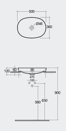 RAK Ceramics Variant 500x360mm Countertop Basin White VARDI25000AWHA