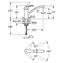 Grohe Eurosmart Single Lever Deck Mounted 1 Tap Hole Kitchen Mixer - Chrome 3328130E